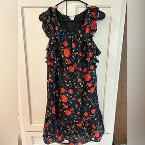 Never Worn Floral J.Crew Dress - Black and Red Floras Dress